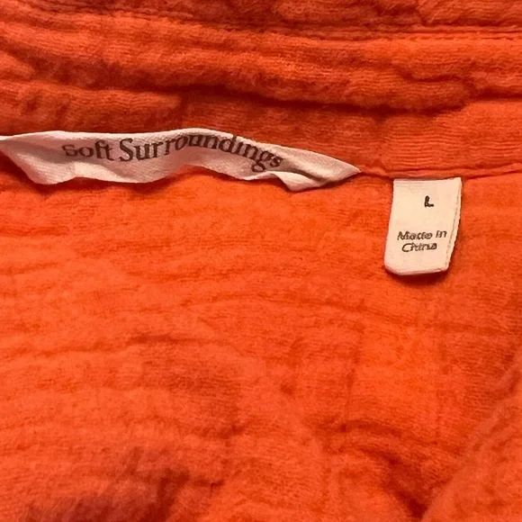Soft Surroundings Vibrant Orange Button-Down Shirt L - Picture 5 of 6